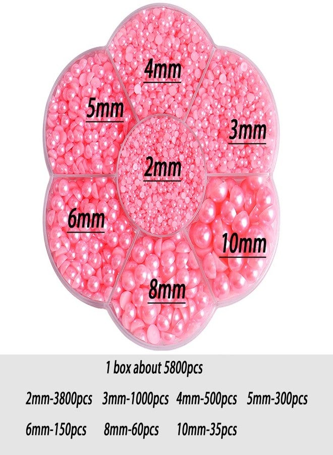 BLAAROOM 5800Pcs Half Pearls for Crafts, Flatback for Artwork Making, DIY Rhinestones Accessory Nail Art, Face Gems Jewels Flat Back Craft for Artist Creative - Pink - Image 2