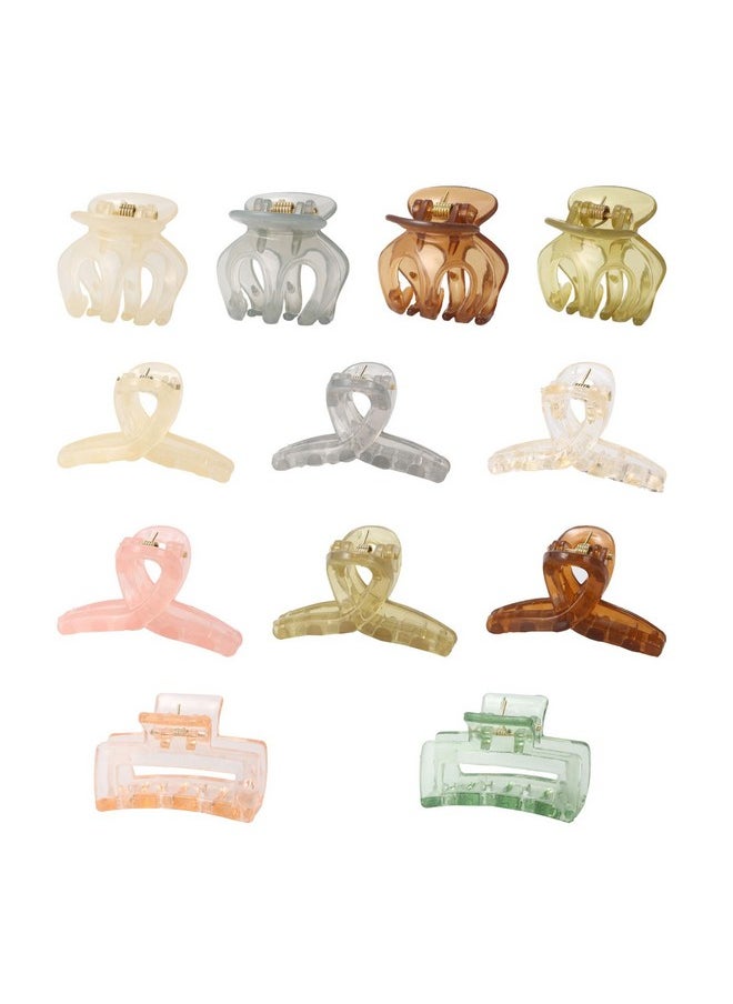LifeDawn - 12Pcs Jelly Small Hair Clipsbutterfly Rectangle Octopus Small Hair Claw Clips For Thin/Mediumjaw Clips Nonslip Clips Hair Accessories For Women - Image 1