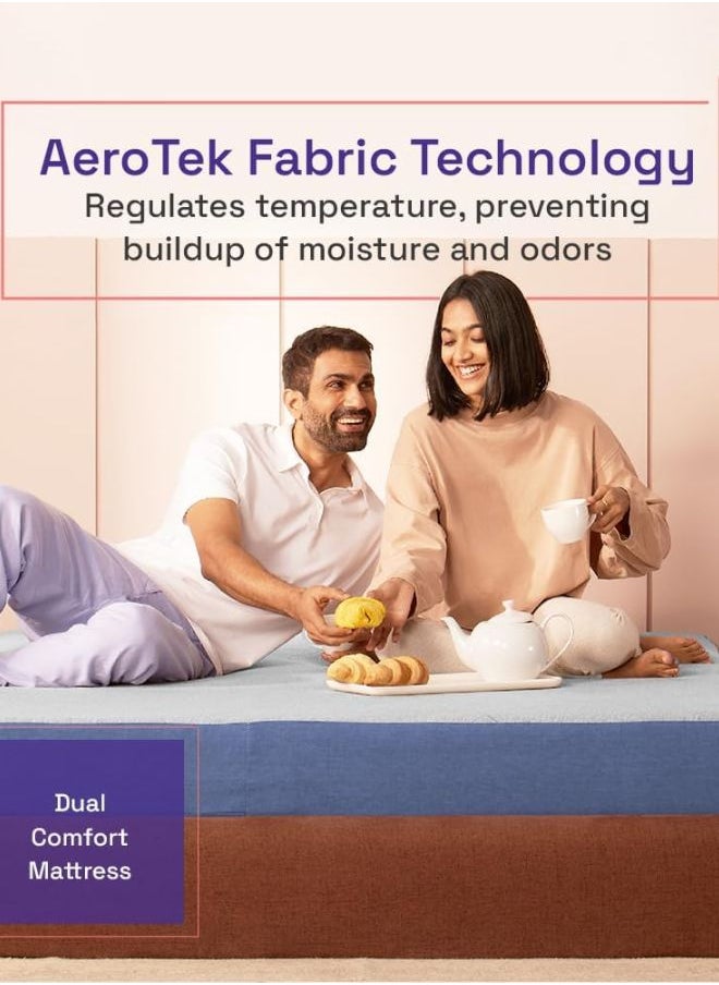 Wakefit مرتبة Wakefit Dual Comfort مقاس 20 سم مع صلابة متوسطة ونعومة متوسطة على الجانبين العلوي والسفلي، وتقنية نسيج AeroTek (200 × 180 × 20 سم، مقاس كينج / 78 × 70 × 8 بوصات، صلبة وناعمة)  - Image 4