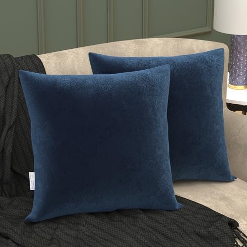 MY ARMOR Velvet Cushion Covers Set of 2-12 x 12 Inches / 30 x 30 Cm, Soft & Luxurious Cushion Cases for Bedroom, Sofa, Chair & Living Room - Navy Blue - Image 1