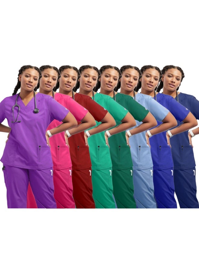 Loquat Womens Medical Scrubs Set Medical Uniform Set Navy Blue - Image 3