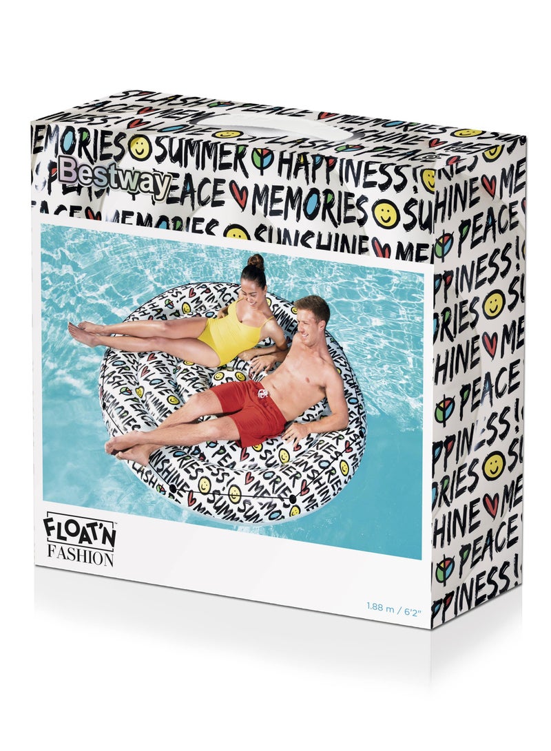 Bestway Bestway Inflatable Lounge Summer Quotes Island 188cm | Inflatable Ride-on | Pool Float | Summer Water Toy | Pool & Beach Toy - Image 1