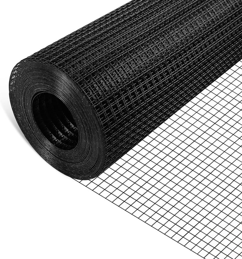 TUSON Black Hardware Cloth 1/2 inch 24 inch x 25 Foot 19 Gauge - Black Vinyl Coated Welded Wire Mesh Roll Chicken Wire Fencing Garden Fence Tree Guard Hardware Mesh Wire Fence Roll - Image 1