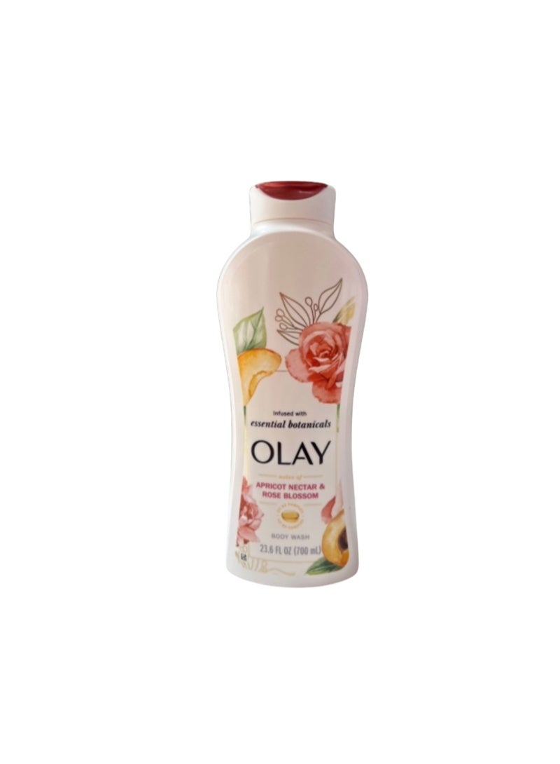 Olay Body Wash, Apricot Nectar & Rose Blossom, 23.6 fl oz/700 mL - Image 1