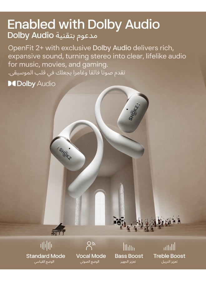 شوكز OpenFit 2+ Open-Ear Headphones with Dolby Audio, 48H Playtime, IP55 Water-Resistant, USB-C Fast Charging, Black - Image 3
