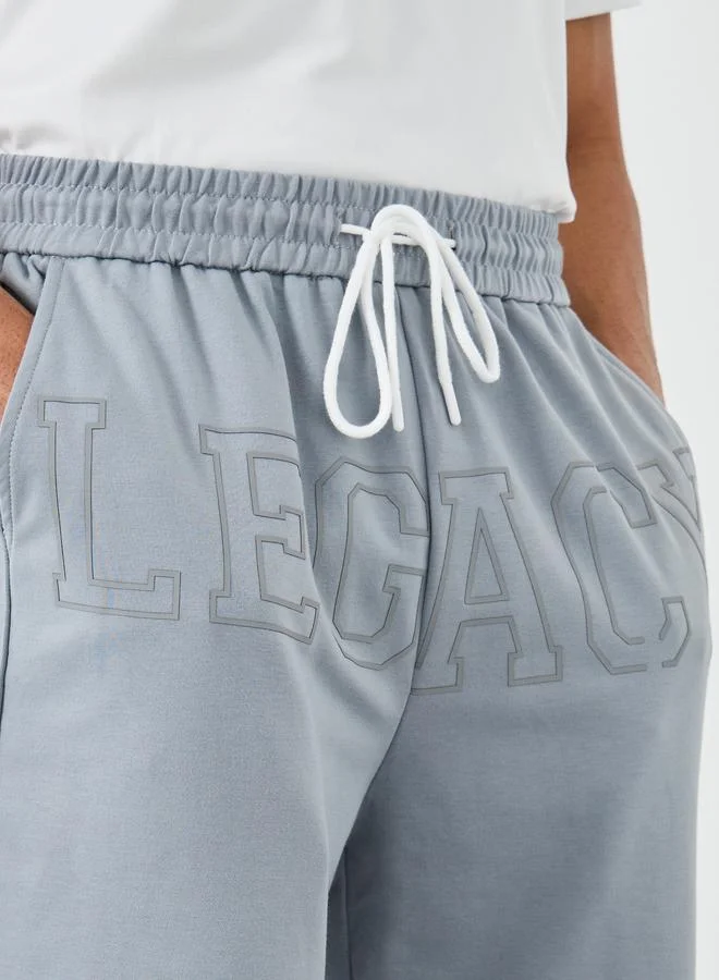 Styli Styli Men Grey Legacy Slogan Joggers with Drawstring