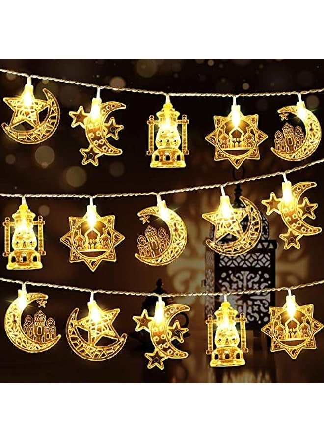 NIBEMINENT 16 ft Moon Star Ramadan String Lights 30 LEDs, Battery Operated Eid Mubarak Fairy Lights for Ramadan Decoration Eid Decorative Lights  - Image 1