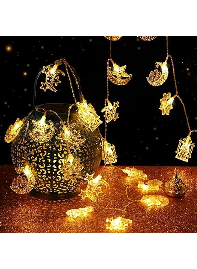 NIBEMINENT 16 ft Moon Star Ramadan String Lights 30 LEDs, Battery Operated Eid Mubarak Fairy Lights for Ramadan Decoration Eid Decorative Lights  - Image 2