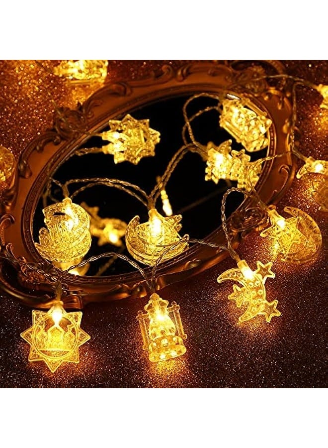 NIBEMINENT 16 ft Moon Star Ramadan String Lights 30 LEDs, Battery Operated Eid Mubarak Fairy Lights for Ramadan Decoration Eid Decorative Lights  - Image 4