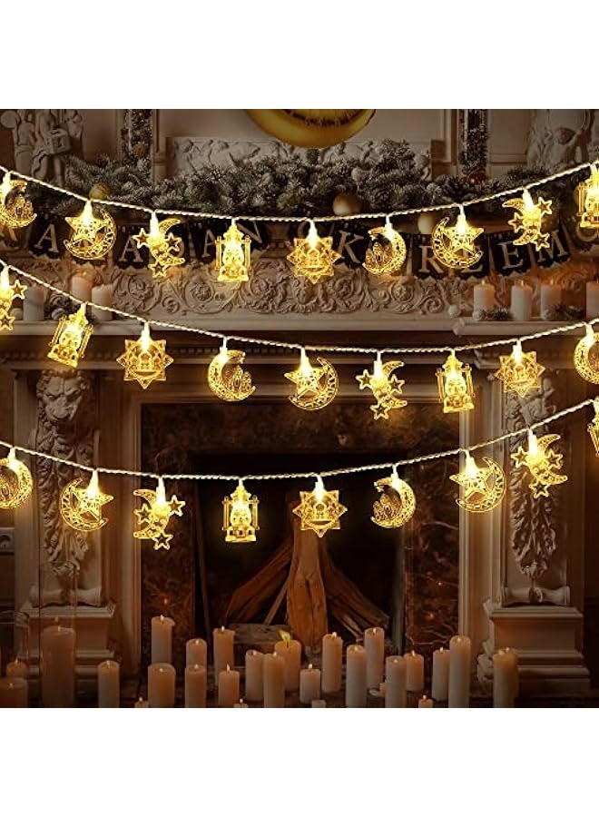 NIBEMINENT 16 ft Moon Star Ramadan String Lights 30 LEDs, Battery Operated Eid Mubarak Fairy Lights for Ramadan Decoration Eid Decorative Lights  - Image 5