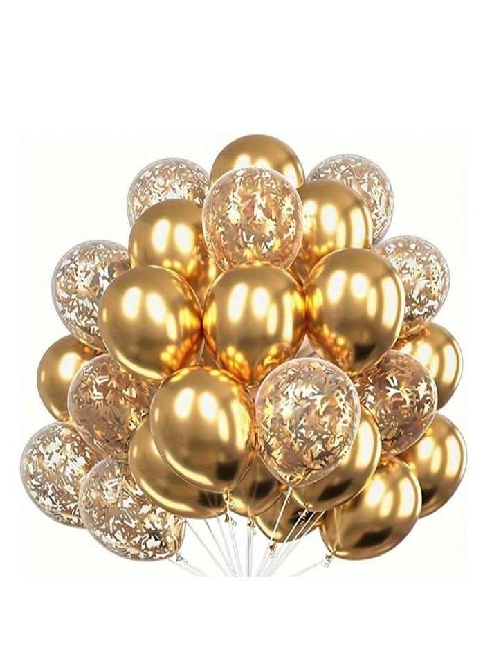 بالونات لاتكس ذهبية 20 قطعة بقصاصات من الكروم المعدني الذهبي مقاس 12بوصة لتزيين حفلات الزفاف وأعياد الميلاد وحفلات استقبال المولود الجديد - Image 1