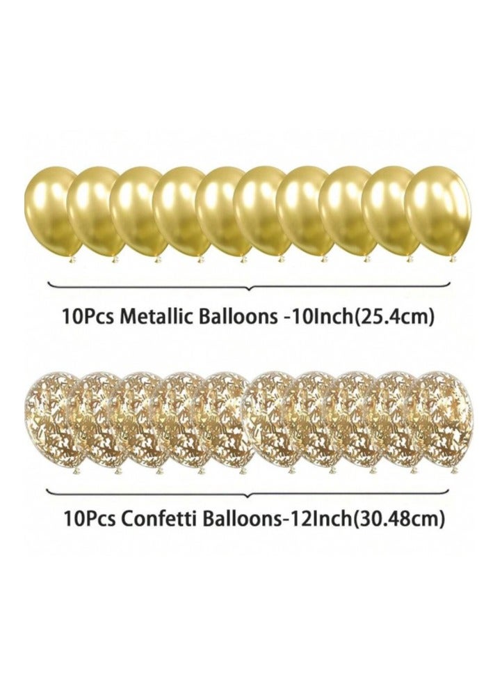 بالونات لاتكس ذهبية 20 قطعة بقصاصات من الكروم المعدني الذهبي مقاس 12بوصة لتزيين حفلات الزفاف وأعياد الميلاد وحفلات استقبال المولود الجديد - Image 3