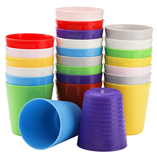 Frcctre 24 Pack Plastic Kids Cups 8 Oz Reusable Small Plastic Kids Tumblers Toddler Cups Unbreakable Small Children Drinking Cup Juice Tumblers BPAFree Cup