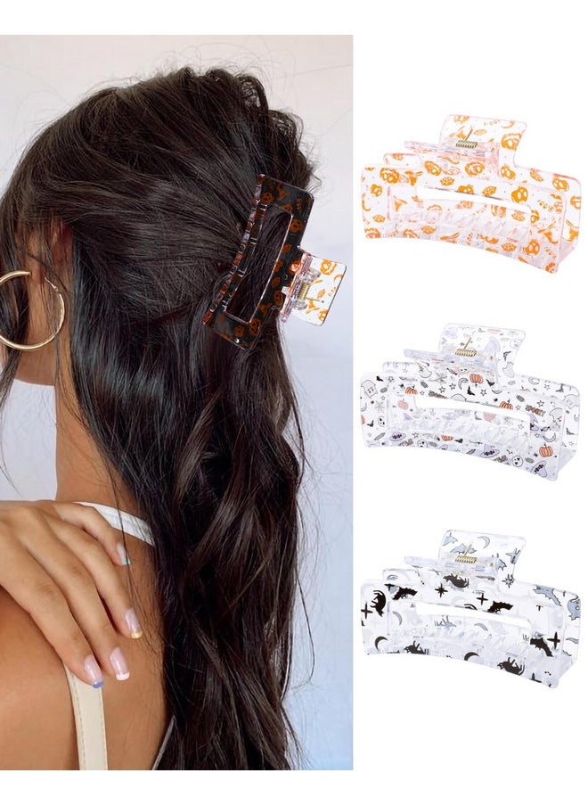 HAIMEIKANG HAIMEIKANG Cute Flower Hair Claw Clips - 3 Pieces Summer Hair Clips for Women,Non-Slip Strong Hold Claw Clips for Thick/Thin Hair (Halloween)  - Image 1