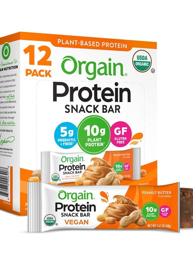Orgain Organic Vegan Protein Bars, Peanut Butter - 10g Plant Based Protein, Gluten Free Snack Bar, Low Sugar, Dairy Free, Soy Free, Lactose Free, Non GMO, 1.41 Oz (12 Count) - Image 1