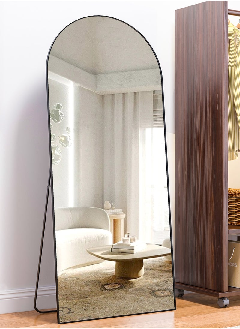 Generic - Full Length Mirror 165x60cm Arch Floor Mirror with Stand Arched Mirror Full Body Mirror Black Standing Hanging or Leaning Against Wall for Bedroom - Image 1