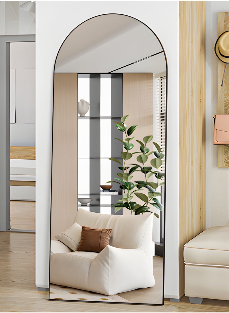 Generic - Full Length Mirror 165x60cm Arch Floor Mirror with Stand Arched Mirror Full Body Mirror Black Standing Hanging or Leaning Against Wall for Bedroom - Image 1