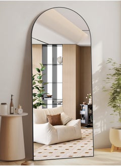 Generic Full Length Mirror 165x60cm Arch Floor Mirror with Stand Arched Mirror Full Body Mirror Black Standing Hanging or Leaning Against Wall for Bedroom  - Image 2