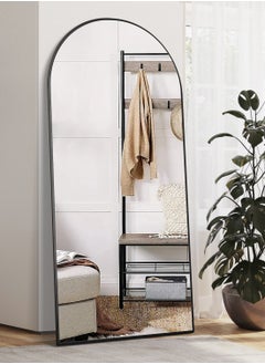Generic Full Length Mirror 165x60cm Arch Floor Mirror with Stand Arched Mirror Full Body Mirror Black Standing Hanging or Leaning Against Wall for Bedroom  - Image 1