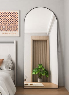 Generic Full Length Mirror 165x60cm Arch Floor Mirror with Stand Arched Mirror Full Body Mirror Black Standing Hanging or Leaning Against Wall for Bedroom  - Image 3