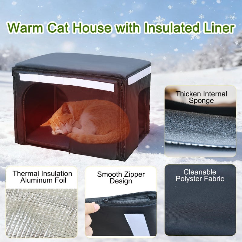 Deblue Insulated Cat House Outdoor Weatherpoof Plastic Cats Houses with Escape Door Indoor Waterproof Feral/Pet Cat Shelter Outside for Puppy, Rabbit for Winter - Image 4