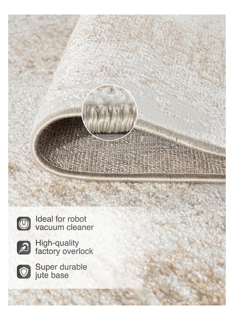 سجادة منطقة بتصميم عصري قديم مقاومة للانزلاق بلمسة ناعمة للغاية ديكور أرضي لغرفة المعيشة أو النوم باللون البيج بإضاءة طبيعية مستطيلة 300x400 سم - Image 3