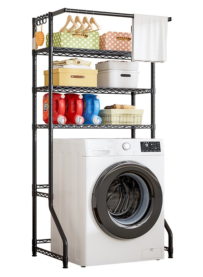 Solerconm Over Washer Storage Shelf, 3-Tier Freestanding Laundry Room Organizer, Space-Saving Metal Rack for Washer and Dryer Area, Height 77.6 in – Black - Image 1
