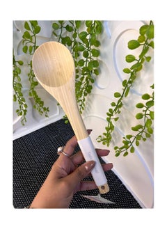 Generic Premium Quality Wooden Cooking and Serving Spoon with Silicone Handle, 27cm - Multicolor  - Image 3