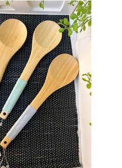 Generic Premium Quality Wooden Cooking and Serving Spoon with Silicone Handle, 27cm - Multicolor  - Image 5