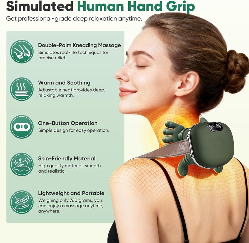Heated Neck and Shoulder Massager with Ergonomic Hand-Like Design - Image 2