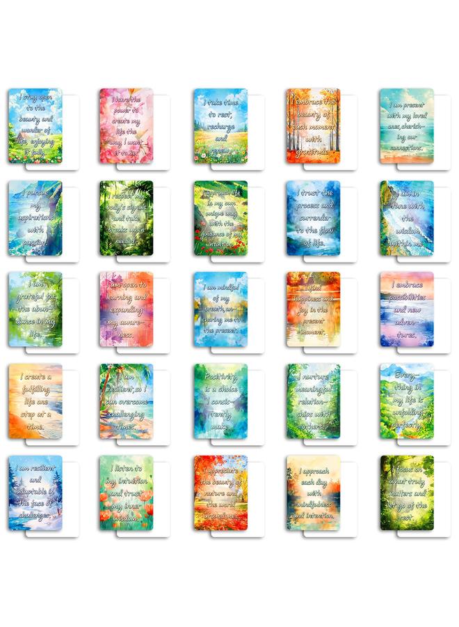 Bluejw 24 New 50 Watercolor Scenery Inspirational Text Cards Spread Positive Energy Postcards Best Selling - Image 4