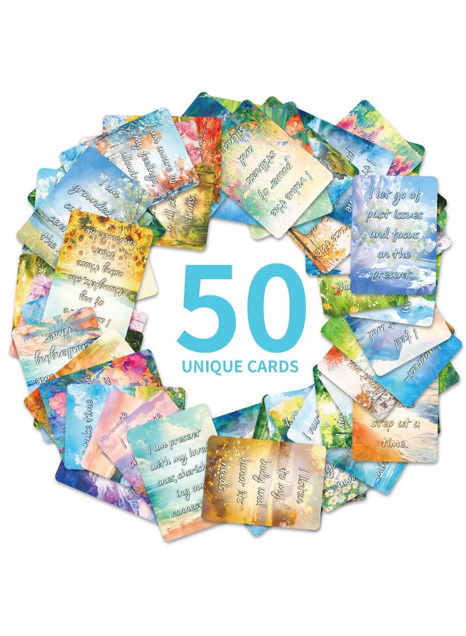 Bluejw 24 New 50 Watercolor Scenery Inspirational Text Cards Spread Positive Energy Postcards Best Selling - Image 2
