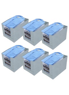 Kuber Industries Kuber Industries Stylish Shirt Organizer for Wardrobe|Foldable Shirt Stacker|Drawer Storage Unit For Closet Cuboard|Clothes Storage box|Pack of 6 (Grey, Non-woven)  - Image 1