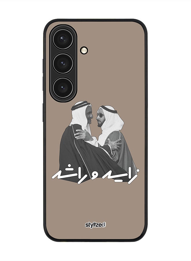 Stylizedd Cover for Samsung Galaxy S24 Case, Rugged Black Slim fit Soft Flexible Anti Drop TPU Gel Thin Protective Phone Cases- Sheikh Zayed And Sheikh Rashid, Warm Grey - Image 1