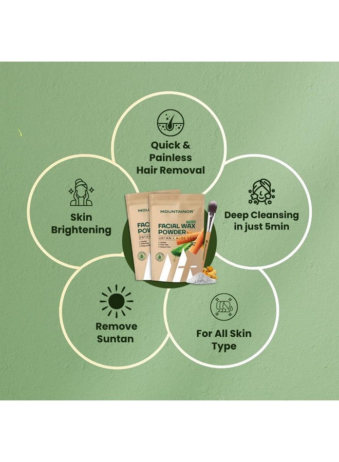 Mountainor بودرة شمع الوجه من ماونتينور مع أوبتان و ألوفيرا، كريم شمع مزيل للشعر العشبي غير المؤلم للجسم بالكامل للنساء بدون مواد كيميائية ضارة، بدون تهيج، بدون طفح جلدي - 100 جرام - Image 4