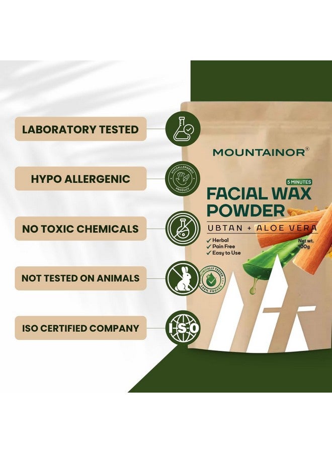 Mountainor بودرة شمع الوجه من ماونتينور مع أوبتان و ألوفيرا، كريم شمع مزيل للشعر العشبي غير المؤلم للجسم بالكامل للنساء بدون مواد كيميائية ضارة، بدون تهيج، بدون طفح جلدي - 100 جرام - Image 3