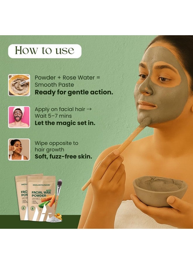 Mountainor بودرة شمع الوجه من ماونتينور مع أوبتان و ألوفيرا، كريم شمع مزيل للشعر العشبي غير المؤلم للجسم بالكامل للنساء بدون مواد كيميائية ضارة، بدون تهيج، بدون طفح جلدي - 100 جرام - Image 2