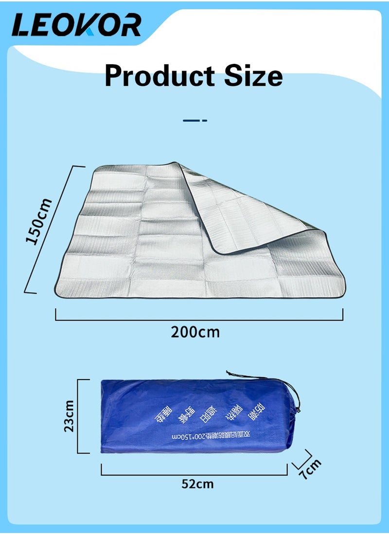 1.5*2M Camping Mat,Picnic Blanket,Double-Sided Moisture-Proof Aluminum Foil Mat,Waterproof MatWarm Camping Mat,Suitable for Outdoor,Open Air,Camping