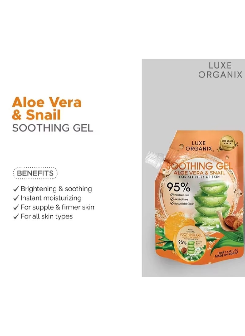 LUXE ORGANIX Luxe Organix Aloe Vera & Snail Soothing Gel 100ml  - Image 2