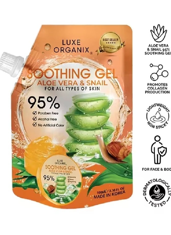 LUXE ORGANIX Luxe Organix Aloe Vera & Snail Soothing Gel 100ml  - Image 1
