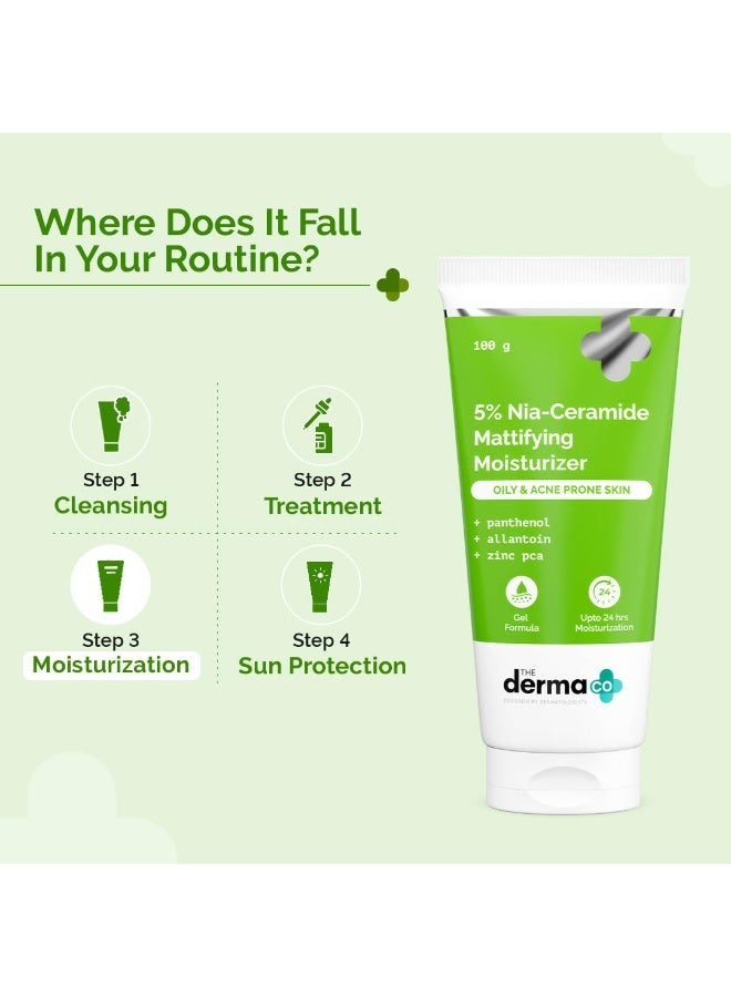 THE derma Co 5% Nia-Ceramide Mattifying Moisturizer | For Oily to Acne Prone Skin | 5% Niacinamide, 2% Ceramide | 24 hrs. Moisturization | Panthenol, Allantoin & Zinc PCA | Oil-free Moisturizer | 100 g  - Image 5