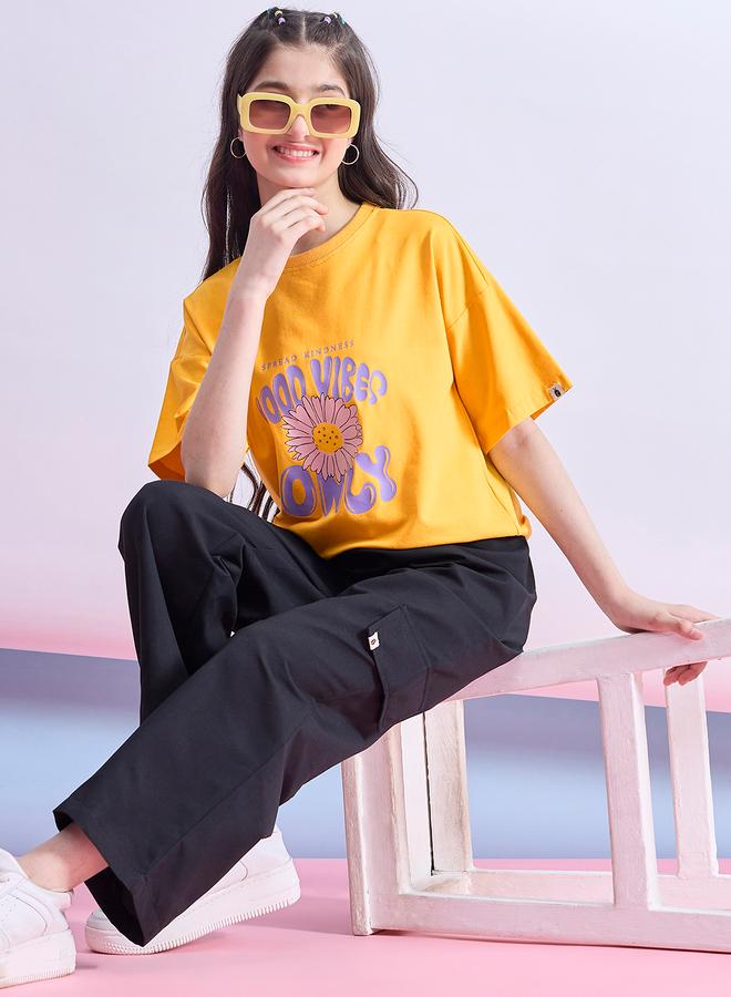 Stylo Bug Girls Yellow Floral Print T-Shirt - Image 2