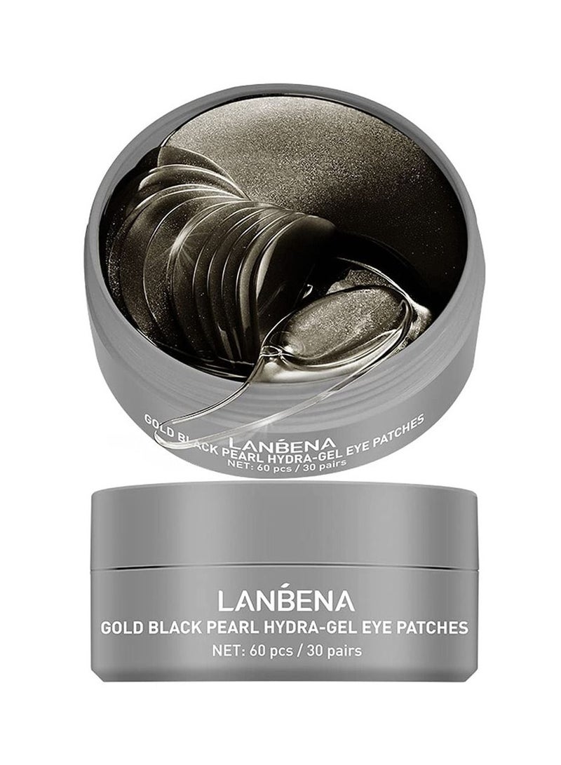 LANBENA Gold Eye Mask Pearl Hydra-Gel Collagen Eye Patches, Black Under Eye Pads for Relieve Dark Circles Puffiness, Reducing Fine Lines, Moisturizing Refresh Eyes Skin (30 Pairs) - Image 1