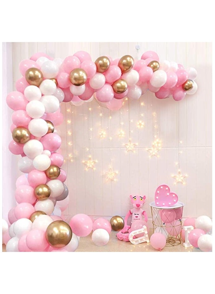 Boxwoods - Pink White Chrome Gold Helium Balloons For Girls Birthday Baby Shower And Bridal Shower - Image 1