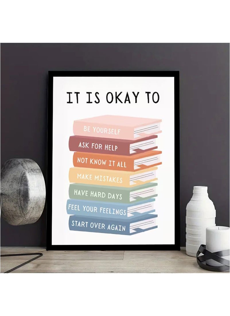 Spoil Your Wall It Is Okay To Quotes Wall Poster with Black Frame, Wall Arts Home Décor Photo Frames, 40x55 cm by Spoil Your Wall  - Image 1