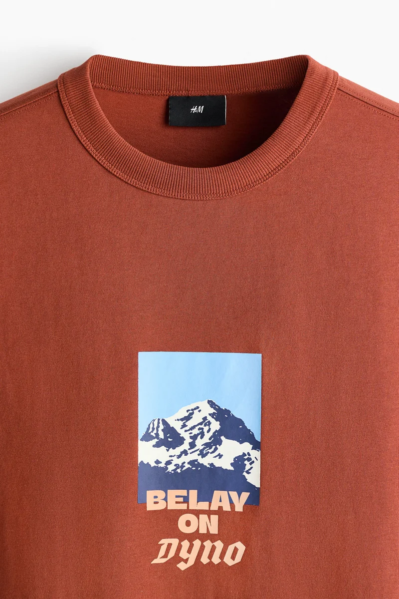 H&M  Loose Fit Printed Cotton T-shirt for Men | Best Price UAE