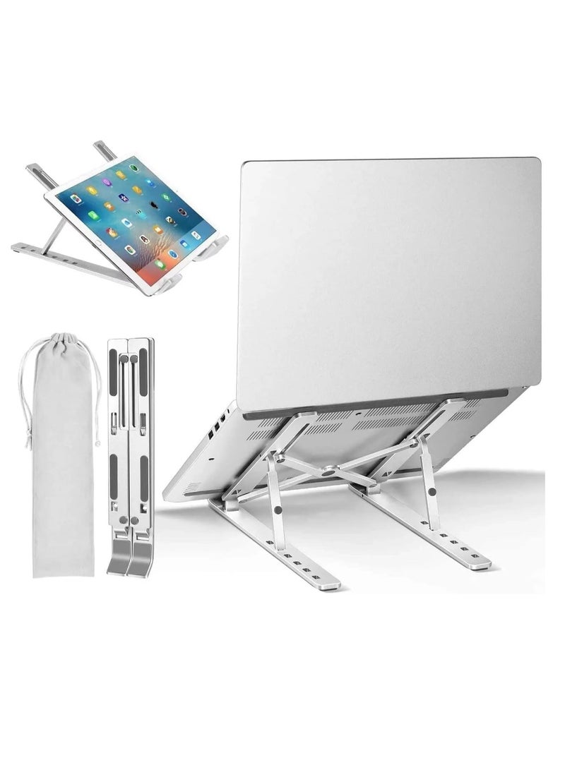 Aluminium Laptop Stand for Table | Lightweight Desktop Holder | Universal & Height Adjustable Lapdesks Compatible with All Laptops & Tablets up to 16 inch - Image 1