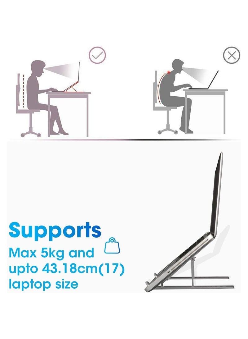 Aluminium Laptop Stand for Table | Lightweight Desktop Holder | Universal & Height Adjustable Lapdesks Compatible with All Laptops & Tablets up to 16 inch - Image 3
