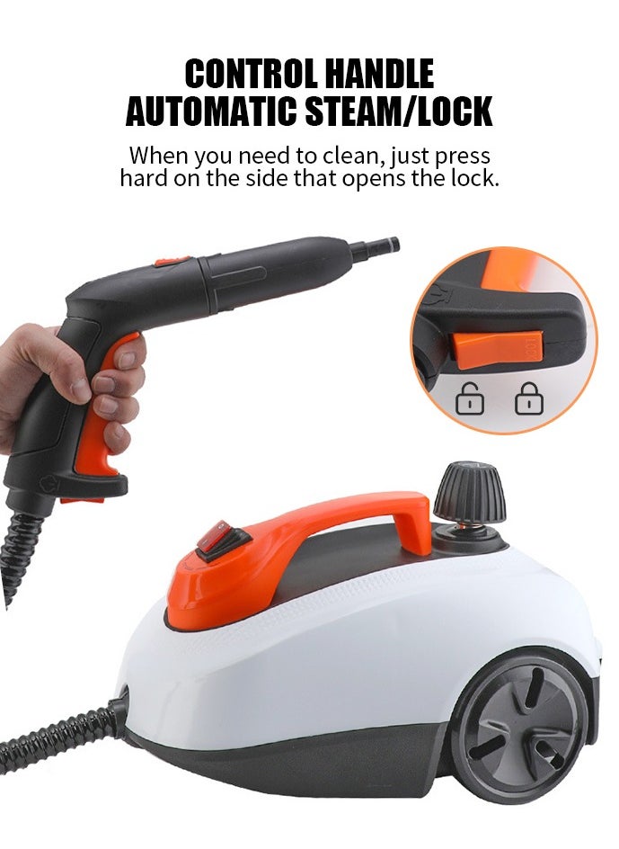 Natural hand-held steam cleaner, kitchen steam cleaner, 1.6 l, for cleaning dirt, grease, grout, tile, floor, Sofa and car. Can Work for 30 minutes