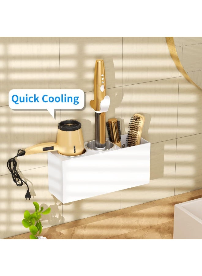 TPGP Wall Mount Hair Styling Tool Organizer - Bathroom Cabinet Holder for Blow Dryers, Flat Irons, Curling Irons - White  - Image 3